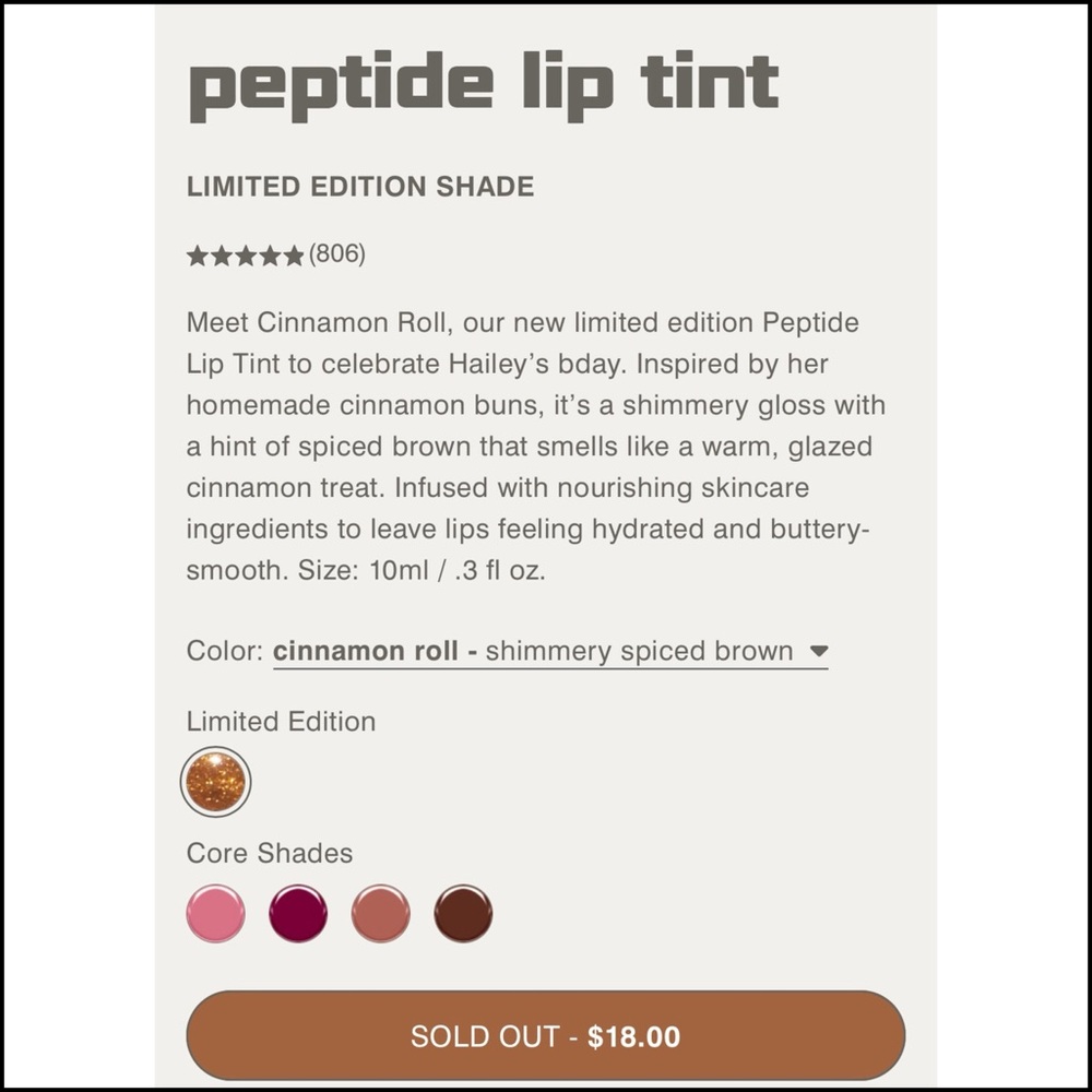 🆕 NIB Rhode Cinnamon Roll Peptide Lip Tint - Picture 7 of 10